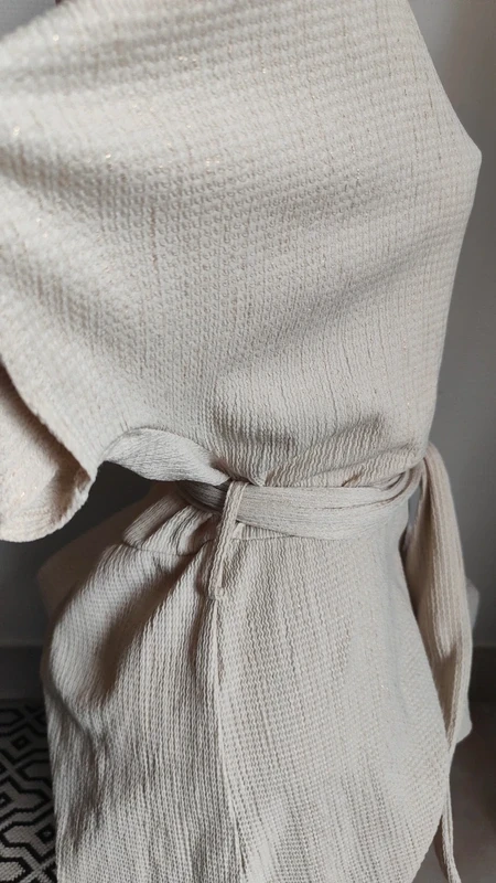 Beige vloeiende zomer jumpsuit met wijde pasvorm / relaxte lichte en luchtige T38/ – photo 6